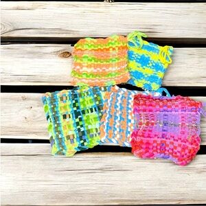 5 Handcrafted/ Handmade Woven Drink / Furniture Colorful Coasters 4-5 “ width